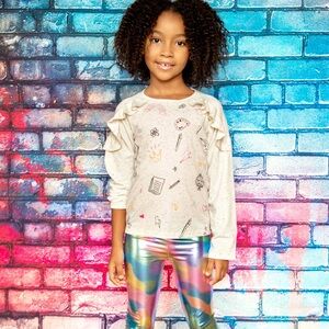 🌈🌈APPAMAN metallic rainbow shiny legging NWT- size 8/10-10/12 🌈🌈